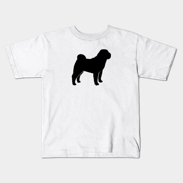 Black Chinese Shar-Pei Silhouette Kids T-Shirt by Coffee Squirrel